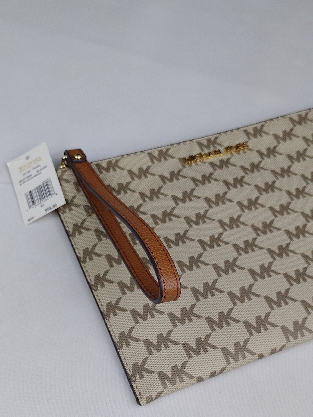 Michael Kors Beige Signature Zip Wristlet - Picture 8 of 13